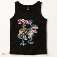 Abe Lincoln Murica T- Rex Funny 4th Of July USA Flag Tank Top thumb 2