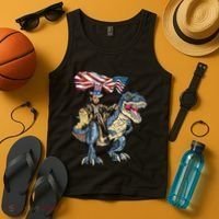 Abe Lincoln Murica T- Rex Funny 4th Of July USA Flag Tank Top thumb 4