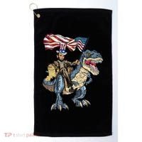 Abe Lincoln Murica T- Rex Funny 4th Of July USA Flag Golf Towel thumb 0