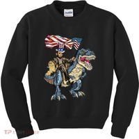 Abe Lincoln Murica T- Rex Funny 4th Of July USA Flag Kids Sweatshirt thumb 0