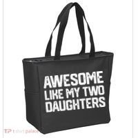 AWESOME LIKE MY TWO DAUGHTERS Father's Day Dad Men Him Gift Tote Bag thumb 2