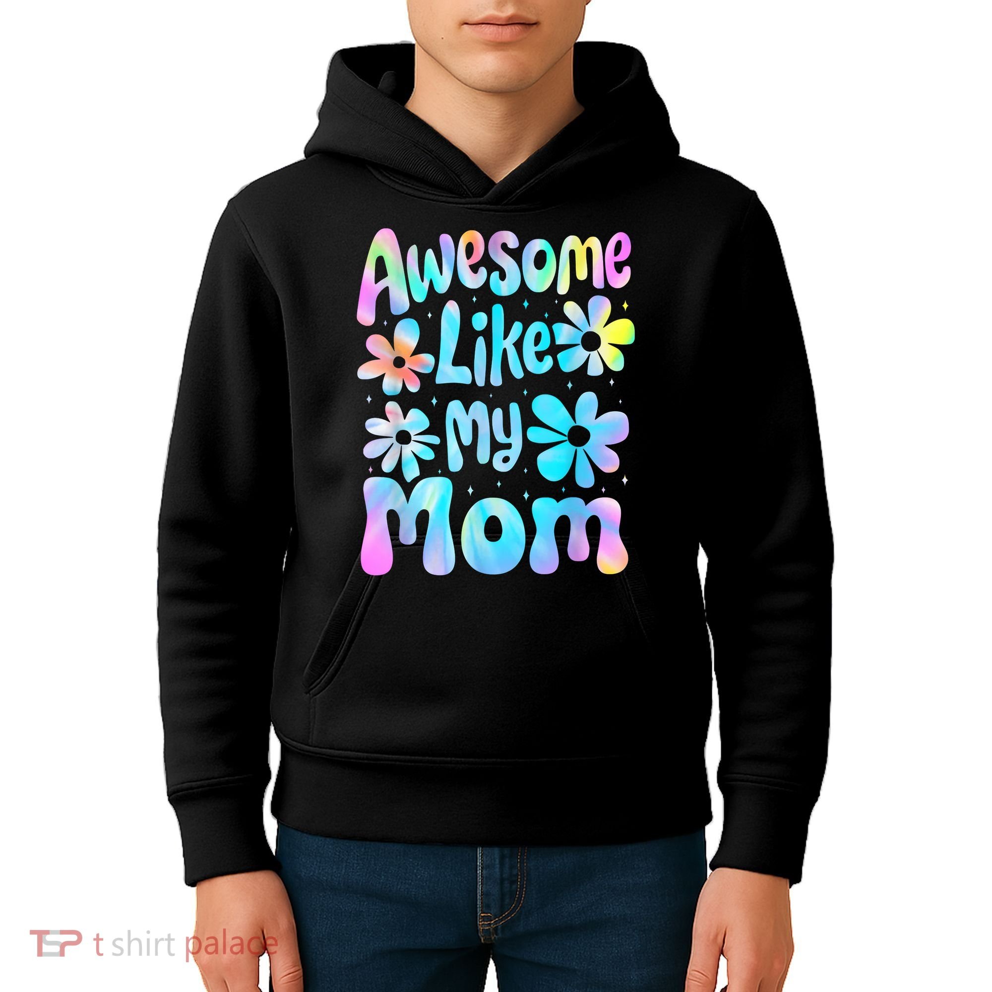 Awesome Like My Mom Mommy Groovy Graphic MotherS Day Kids Hoodie