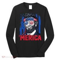 Abraham Lincoln Merica 4th Of July American Flag Long Sleeve Shirt thumb 0