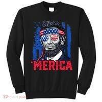 Abraham Lincoln Merica 4th Of July American Flag Sweatshirt thumb 0