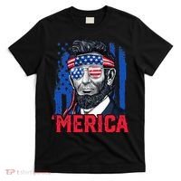 Abraham Lincoln Merica 4th Of July American Flag T-Shirt thumb 0
