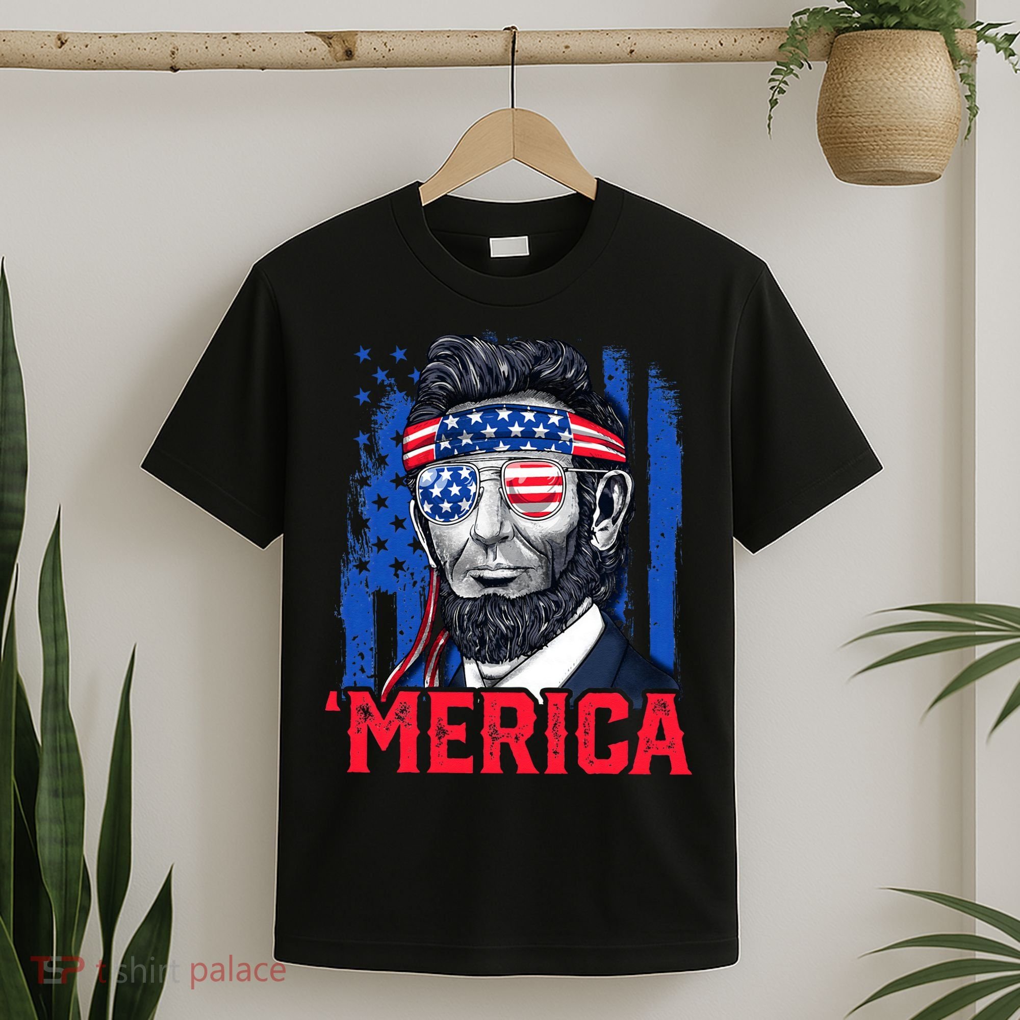 Abraham Lincoln Merica 4th Of July American Flag T-Shirt