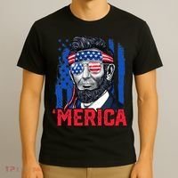 Abraham Lincoln Merica 4th Of July American Flag T-Shirt thumb 3