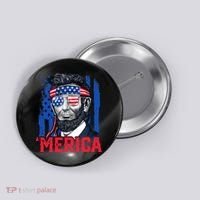 Abraham Lincoln Merica 4th Of July American Flag Button thumb 0