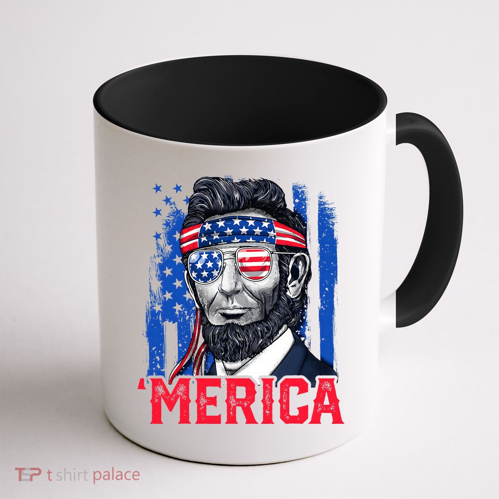Abraham Lincoln Merica 4th Of July American Flag Coffee Mug
