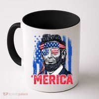 Abraham Lincoln Merica 4th Of July American Flag Coffee Mug thumb 0