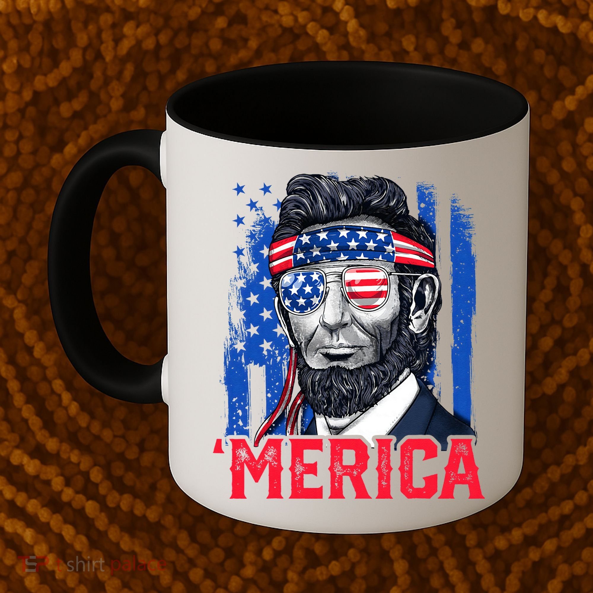 Abraham Lincoln Merica 4th Of July American Flag Coffee Mug