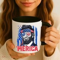 Abraham Lincoln Merica 4th Of July American Flag Coffee Mug thumb 3