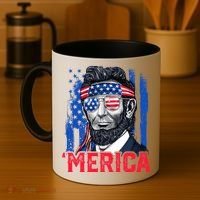 Abraham Lincoln Merica 4th Of July American Flag Coffee Mug thumb 4