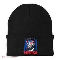 Abraham Lincoln Merica 4th Of July American Flag Beanie thumb 0