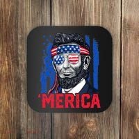 Abraham Lincoln Merica 4th Of July American Flag Coaster thumb 0