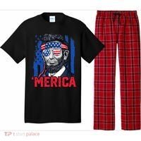 Abraham Lincoln Merica 4th Of July American Flag Pajama Set thumb 0