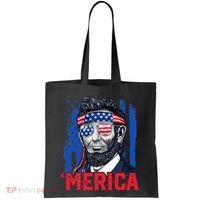 Abraham Lincoln Merica 4th Of July American Flag Tote Bag thumb 0