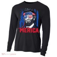 Abraham Lincoln Merica 4th Of July American Flag Cooling Performance Long Sleeve Crew thumb 0