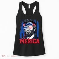 Abraham Lincoln Merica 4th Of July American Flag Women's Tank Top thumb 0
