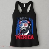 Abraham Lincoln Merica 4th Of July American Flag Women's Tank Top thumb 3