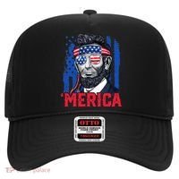 Abraham Lincoln Merica 4th Of July American Flag Hat thumb 0