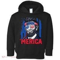 Abraham Lincoln Merica 4th Of July American Flag Toddler Hoodie thumb 0