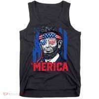 Abraham Lincoln Merica 4th Of July American Flag Tank Top thumb 0