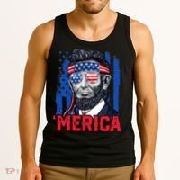 Abraham Lincoln Merica 4th Of July American Flag Tank Top thumb 3