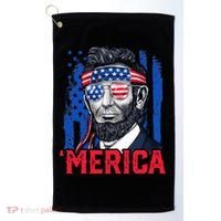 Abraham Lincoln Merica 4th Of July American Flag Golf Towel thumb 0