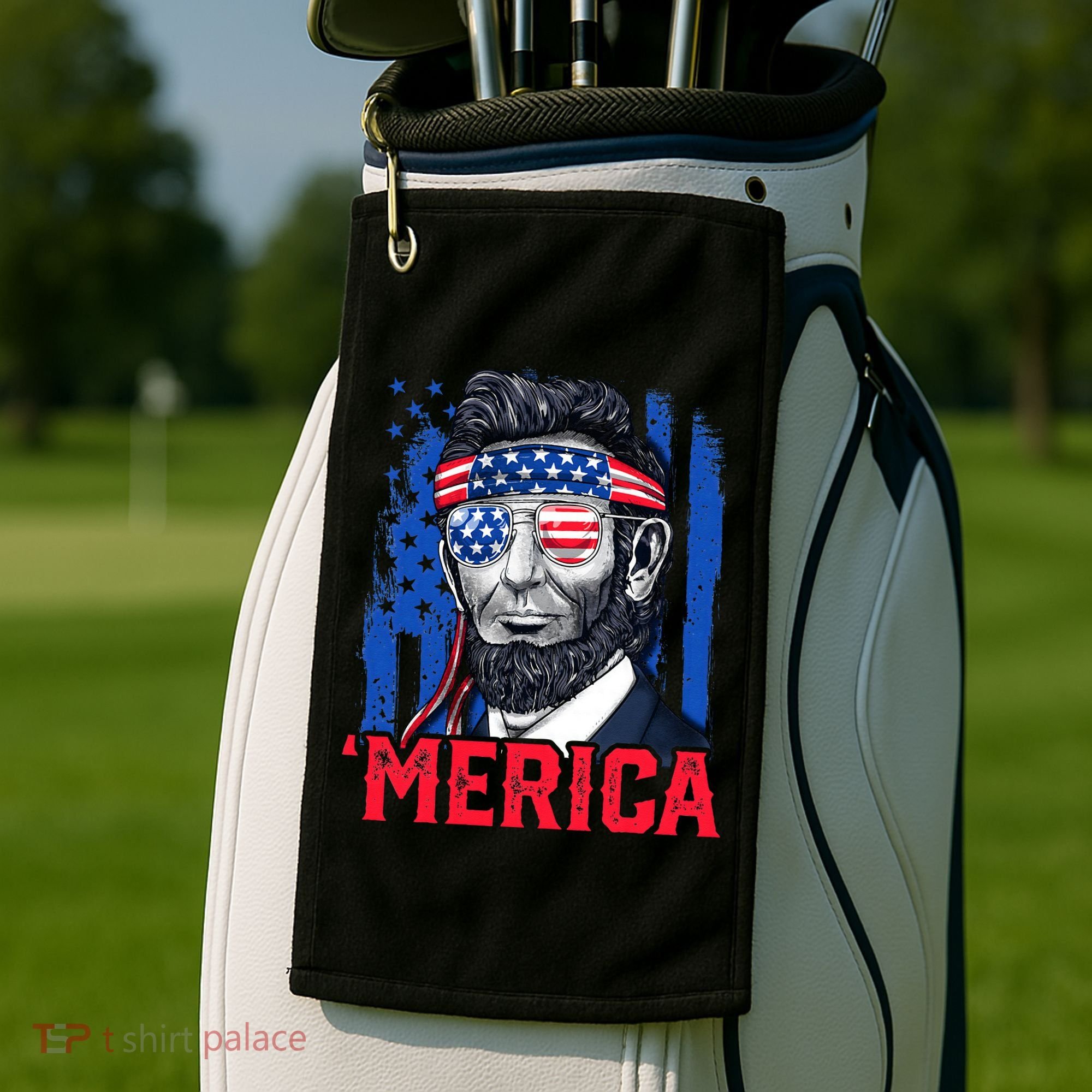 Abraham Lincoln Merica 4th Of July American Flag Golf Towel