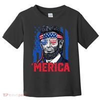 Abraham Lincoln Merica 4th Of July American Flag Toddler T-Shirt thumb 0