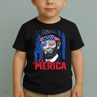 Abraham Lincoln Merica 4th Of July American Flag Toddler T-Shirt thumb 2