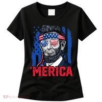 Abraham Lincoln Merica 4th Of July American Flag Women's T-Shirt thumb 0