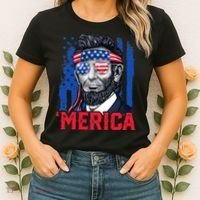 Abraham Lincoln Merica 4th Of July American Flag Women's T-Shirt thumb 2