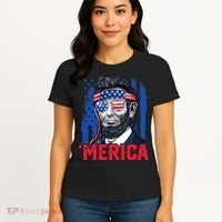 Abraham Lincoln Merica 4th Of July American Flag Women's T-Shirt thumb 4