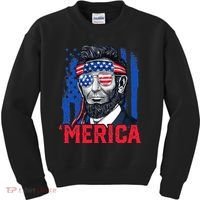 Abraham Lincoln Merica 4th Of July American Flag Kids Sweatshirt thumb 0