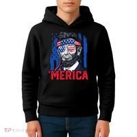 Abraham Lincoln Merica 4th Of July American Flag Kids Hoodie thumb 4