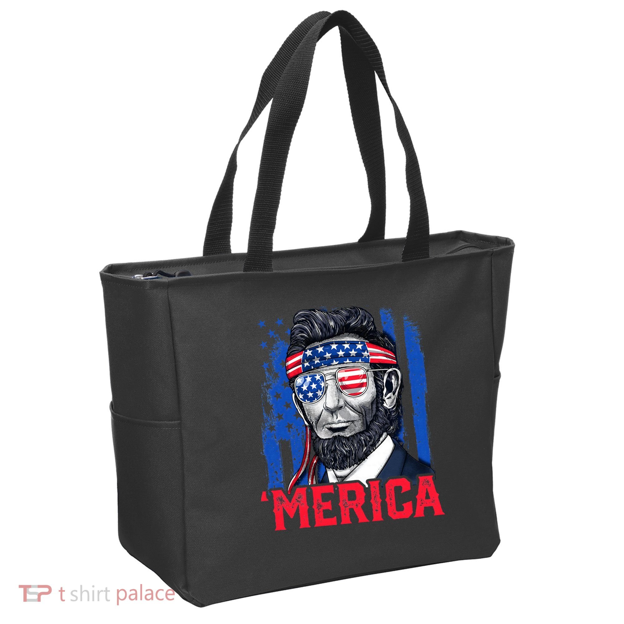 Abraham Lincoln Merica 4th Of July American Flag Tote Bag
