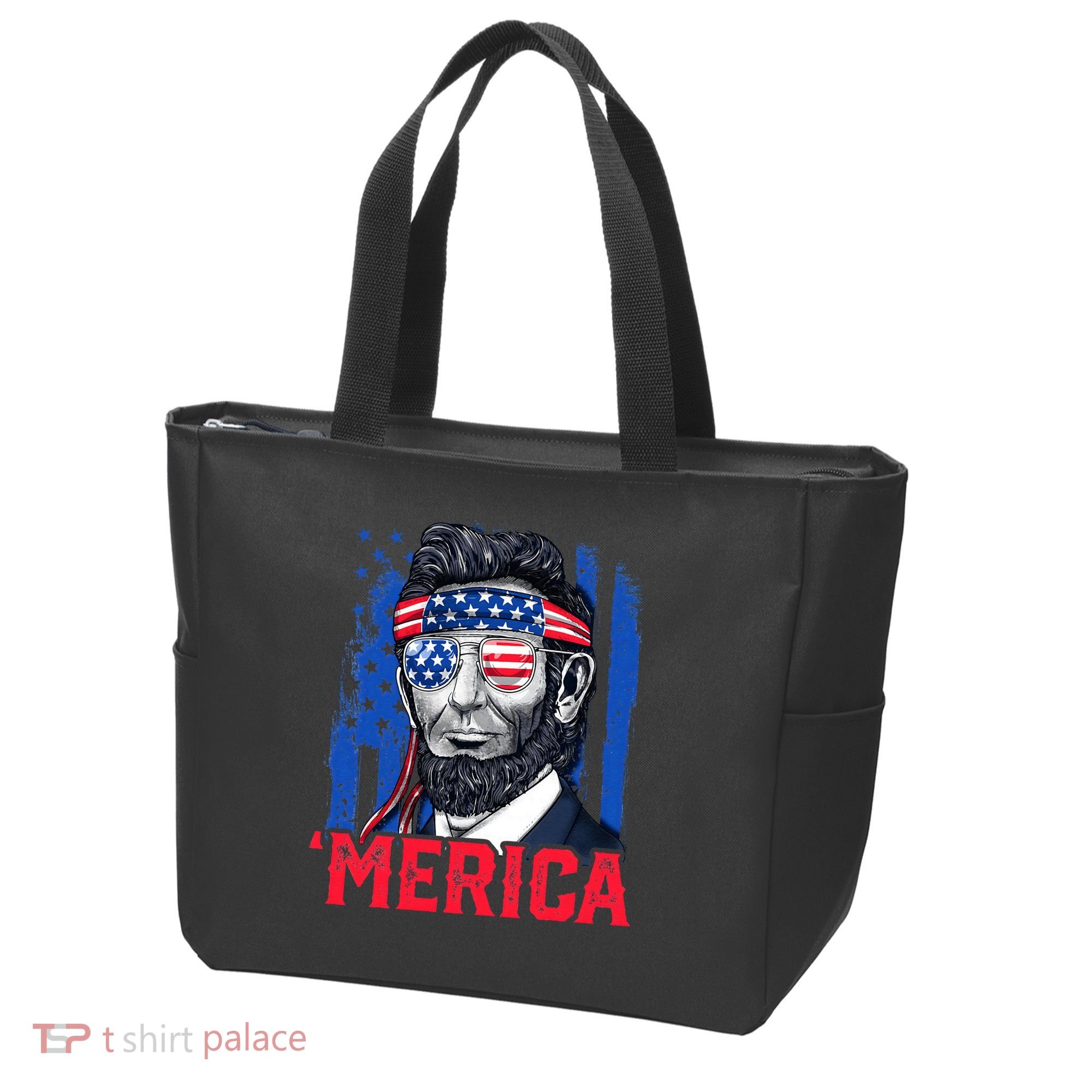 Abraham Lincoln Merica 4th Of July American Flag Tote Bag