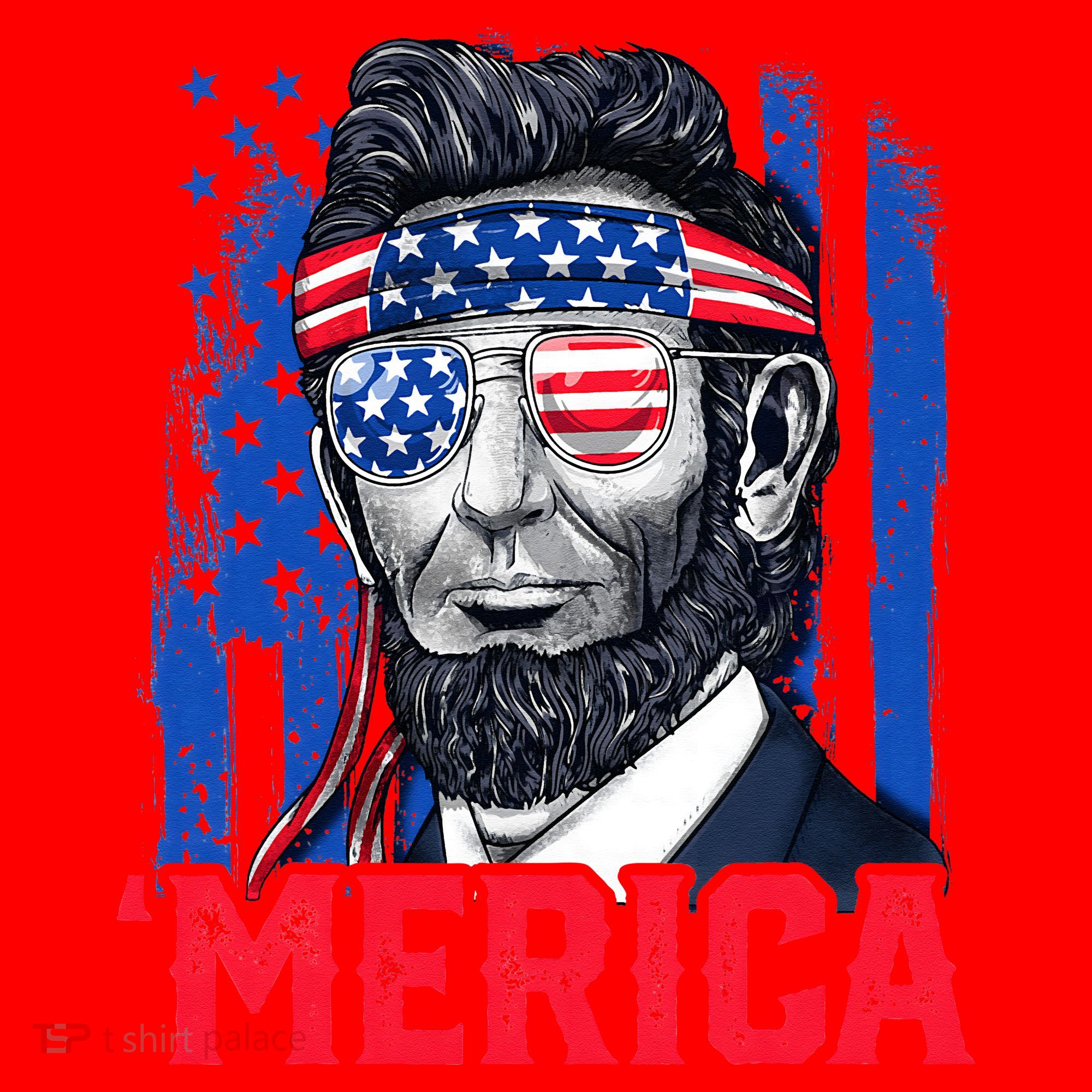 Abraham Lincoln Merica 4th Of July American Flag Santa Hat