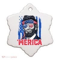 Abraham Lincoln Merica 4th Of July American Flag Ceramic Ornament thumb 0