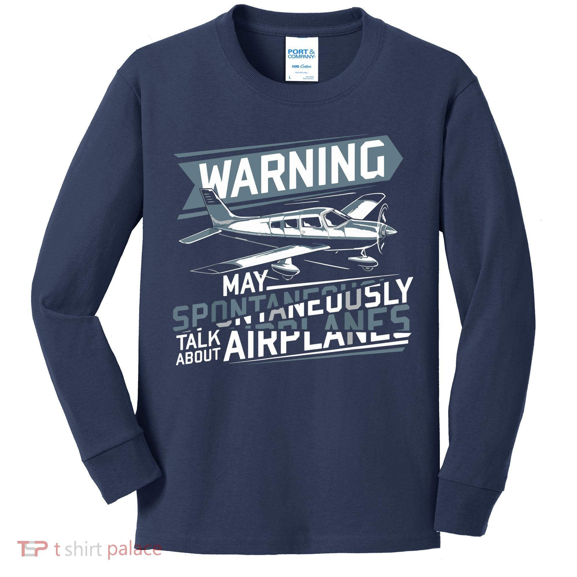 Airplane Lover Men Boy Kids Aviation Pilot Kids Long Sleeve Shirt