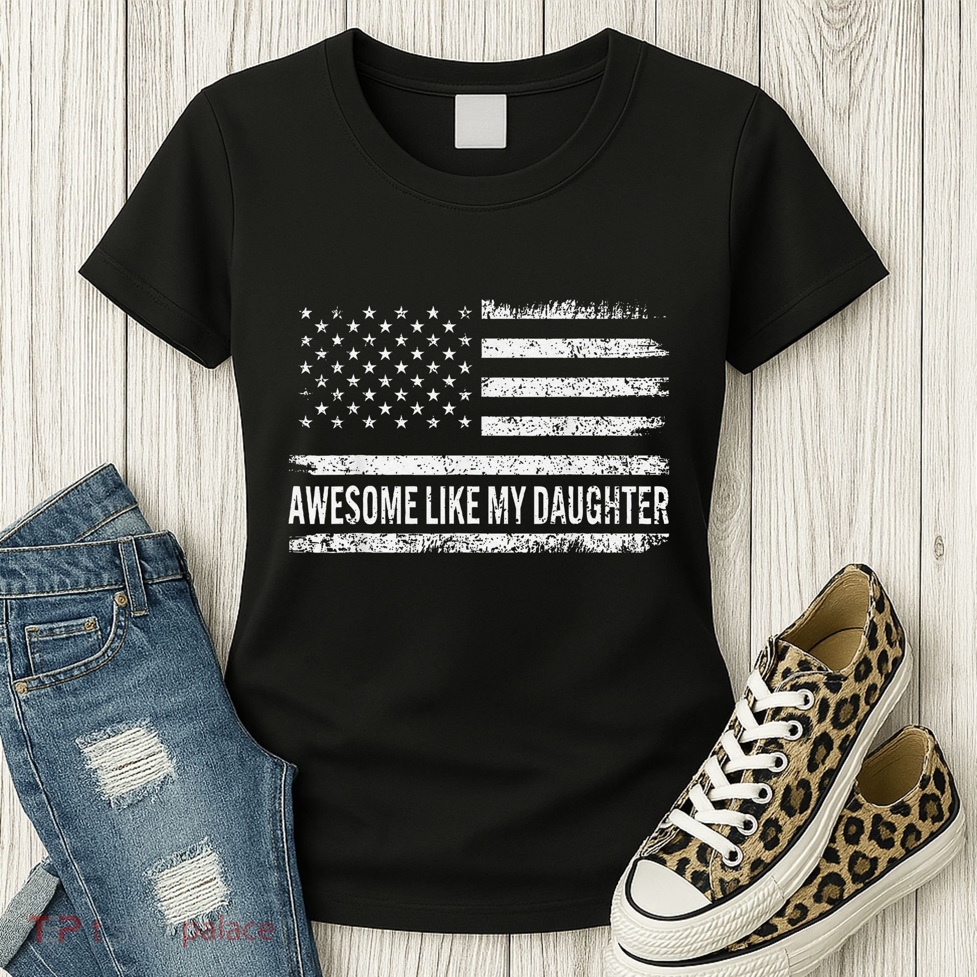 Awesome Like My Daughter Retro Man Funny Fathers Day Dad Women's T-Shirt