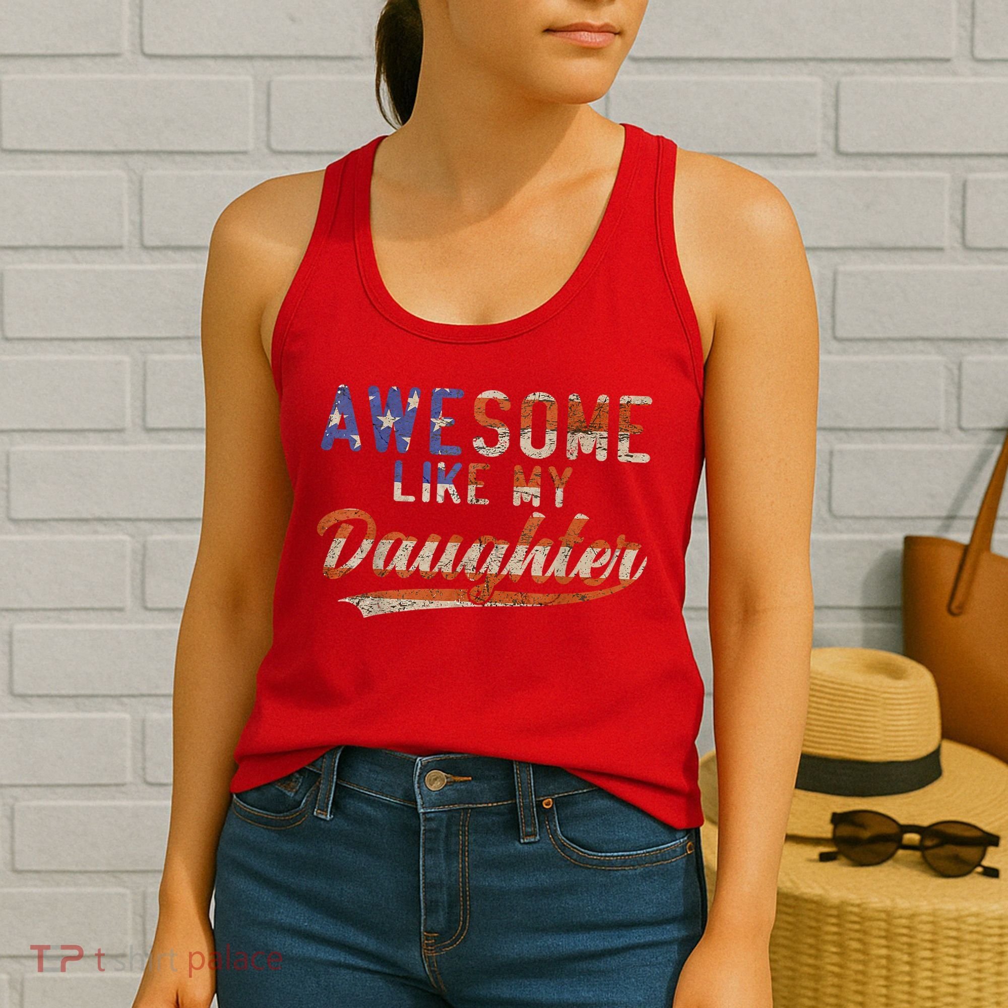 Awesome Like My Daughter Retro Men Funny Dad Fathers Day Dad Women's Tank Top