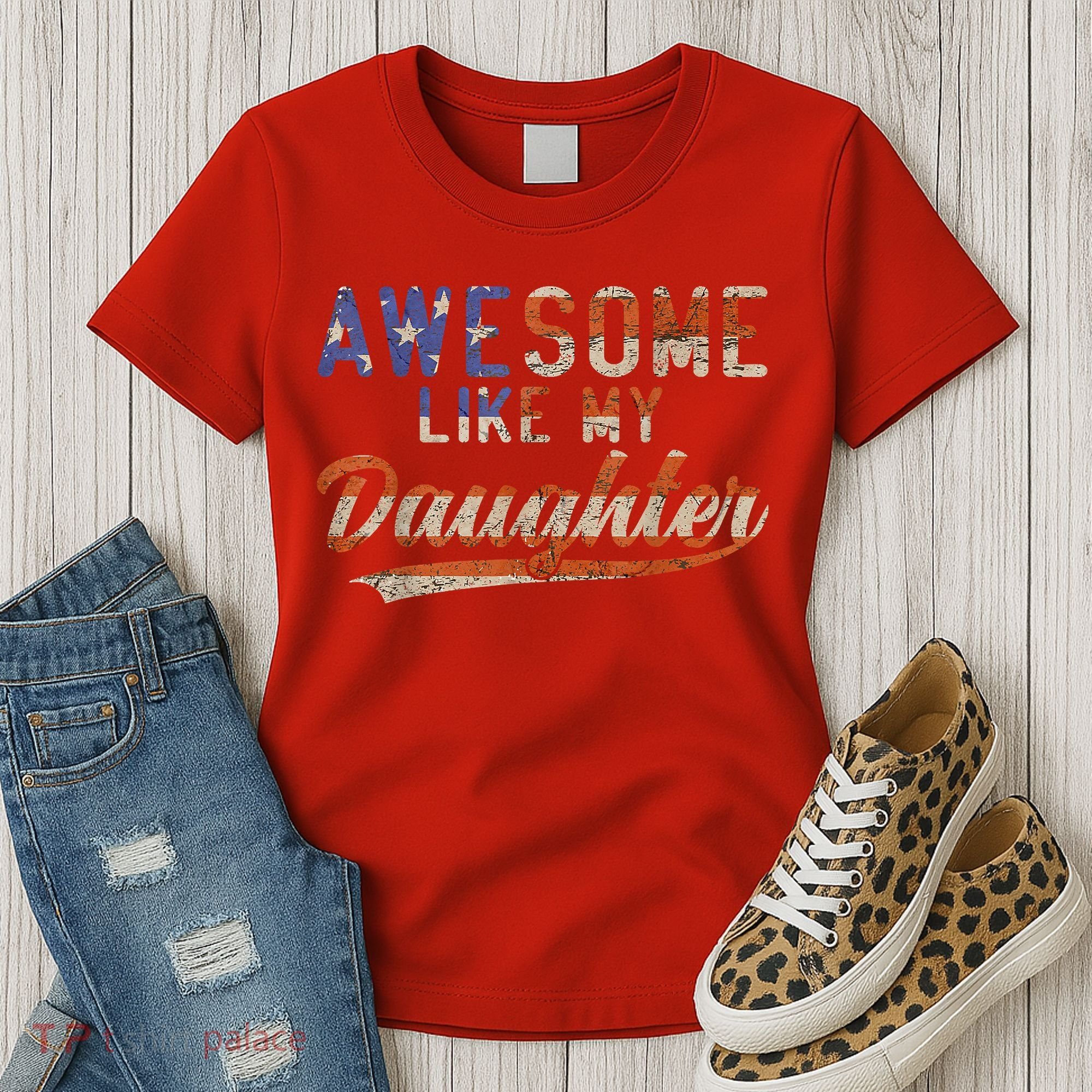 Awesome Like My Daughter Retro Men Funny Dad Fathers Day Dad Women's T-Shirt