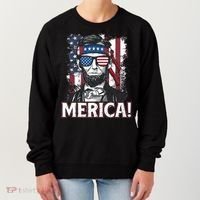 Abraham Lincoln Merica USA American Flag 4th of July Women's Sweatshirt thumb 0