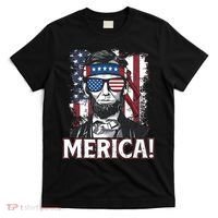 Abraham Lincoln Merica USA American Flag 4th of July T-Shirt thumb 0