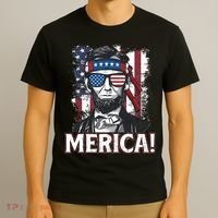 Abraham Lincoln Merica USA American Flag 4th of July T-Shirt thumb 3