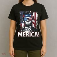 Abraham Lincoln Merica USA American Flag 4th of July T-Shirt thumb 4