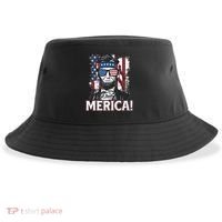 Abraham Lincoln Merica USA American Flag 4th of July Sustainable Bucket Hat thumb 0